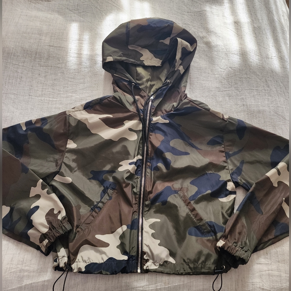 Ten Sixty Sherman Windbreaker Camo/Green Cropped Jacket Sz: Large - Picture 5 of 13